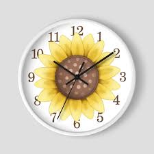 Sunflower Wall Clock Yellow Flower With