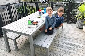 2m Outdoor Table 2 Benches Grey