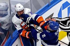 Tampa bay lightning defenseman jan rutta (44) celebrates with defenseman victor hedman (77) after rutta scored against the new york islanders during the third period in game 2 of an nhl hockey. Lightning Need To Be Ready For A Fight In Game Two Against The Isles