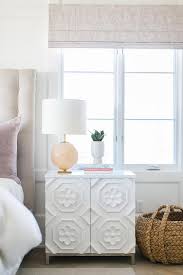 White Ornate Nightstand With Pink Glass