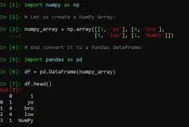 a numpy array to pandas dataframe