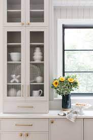 Fluted Glass Kitchen Cabinet With