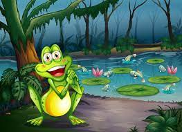 Una rana juguetona en el bosque de pie cerca del estanque 521986 Vector en  Vecteezy
