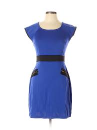 Details About Monteau Women Blue Casual Dress Lg