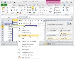 Ms Excel 2010 How To Refresh A Pivot Table