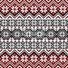 Nordic Traditional Pattern With Snowflakes White Grey And