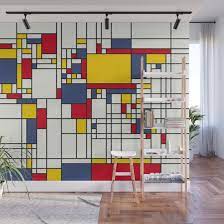 Map Abstract Mondrian Style Wall Mural