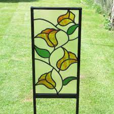 Hand Made Stained Glass Garden Art Tulips