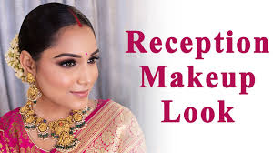 reception makeup look with a banarsi