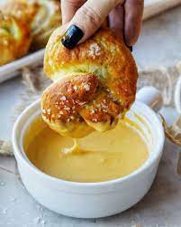 soft pretzels with vegan cheese sauce