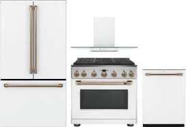 Discover the latest collection of kitchen appliance packages at lastman's bad boy at unbelievable low prices. Cafe Cafreradwrh7 4 Piece Kitchen Appliances Package With French Door Refrigerator Gas Range And Dishwasher In Matte White