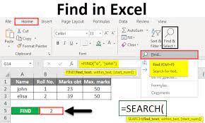 find in excel methods to use find