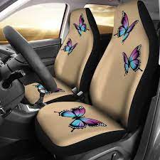 Tan Car Seat Covers Set With Purple And