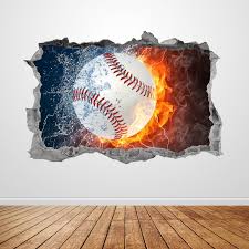 Baseball Wall Decal Smashed 3d Graphic