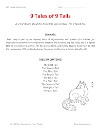 Great reading comprehension worksheets for teachers. 9 Tales Of 9 Tails Reading Comprehension Test Collection Have Fun Teaching
