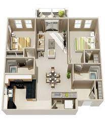3d Apartment Plans With Two Bedrooms