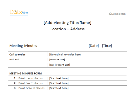 Meeting Minutes Sample Plain Table Format Dotxes