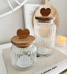 Wooden Heart Glass Storage Jars 2