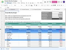 monthly budget template template from