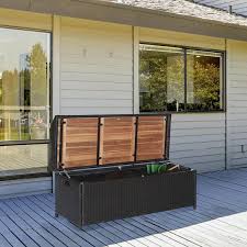 Outsunny 52 Gal Wicker Deck Box Bench