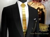 Black Tuxedo Hex Tie Broach Cocktail Suit Gold Tie kaya Designer ...