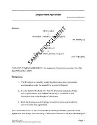 employment agreement united kingdom