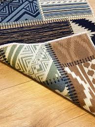 rug brown blue patchwork 60 180 cm hm
