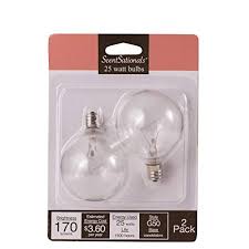 25w Wax Warmer Bulbs 25 Watt Light Bulb Candelabra E12 Base Clear Replacement For Any Full Size Wax Warmer Certified Scentsational Style G50