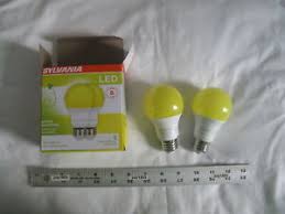 New Sylvania 2 Pk Yellow Led Bug Light Bulb 60w 9w Actual A19 Indoor Outdoor Ebay