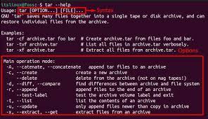 what is tar command in linux exles