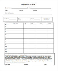 Roster Form Template Free Download