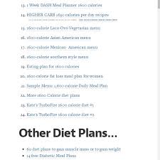 Mix Free 1600 Calorie Diet Plans Sample Menus Diet Meal