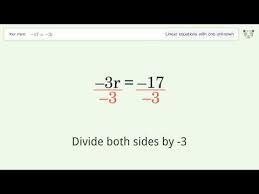 17 3r Solve Linear Equation With One