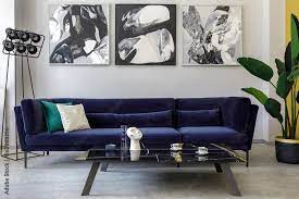Blue Velvet Sofa Mock Up Paintings