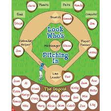 Look Whos Pitching In Job Chart Poster And Magnets Set