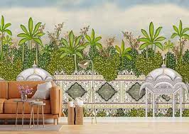 Mughal Garden Wallpaper Oil Paint