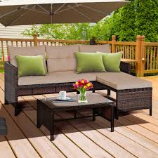 gymax 3 pc outdoor patio sectional set