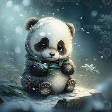 cute baby panda with winter fairy