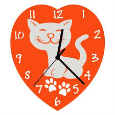 my cat wall clock 23cm orange