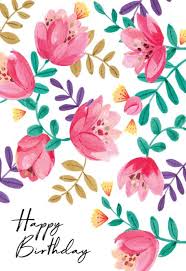 Gouache Floral Birthday Card Greetings Island Happy Birthday Art Happy Birthday Illustration Happy Birthday Cards