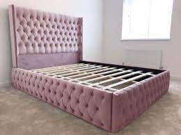 Frankfurt Plush Velvet Bed Wingback Bed