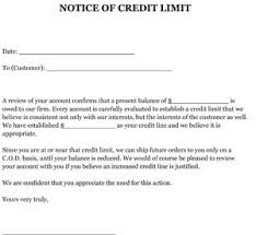 Sample Letter Notice Of Credit Limit Small Business Free Forms