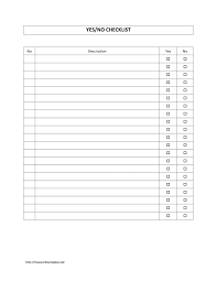 Survey Sheet With Yes No Checklist Template Free Microsoft Word