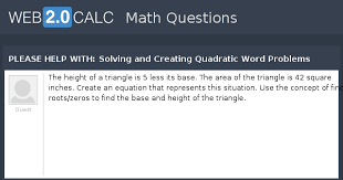 Creating Quadratic Word Problems