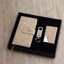 cork mini notebook book gift set for