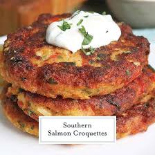 I just made these for my dinner and i also added some garlic powder, parsley, nutritional yeast and pepper to the pork rind. Easy Southern Salmon Croquettes Recipe Fried Salmon Patties