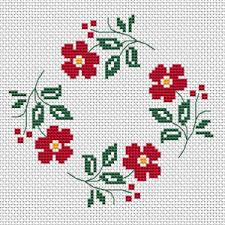 Free cross stitch patterns, cross stitch patterns, cross stitch Red Flowers Wreath Cross Stitch Pattern Floral Cross Stitch Cross Stitch Flowers Cross Stitch Patterns