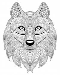 Mandala de loup à imprimer : Tete De Loup Coloriages Difficiles Pour Adultes