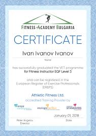 sle of the european certificate fitness instructor