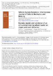 Pdf Dynamic Model And Validation Of An Articulated Steering
